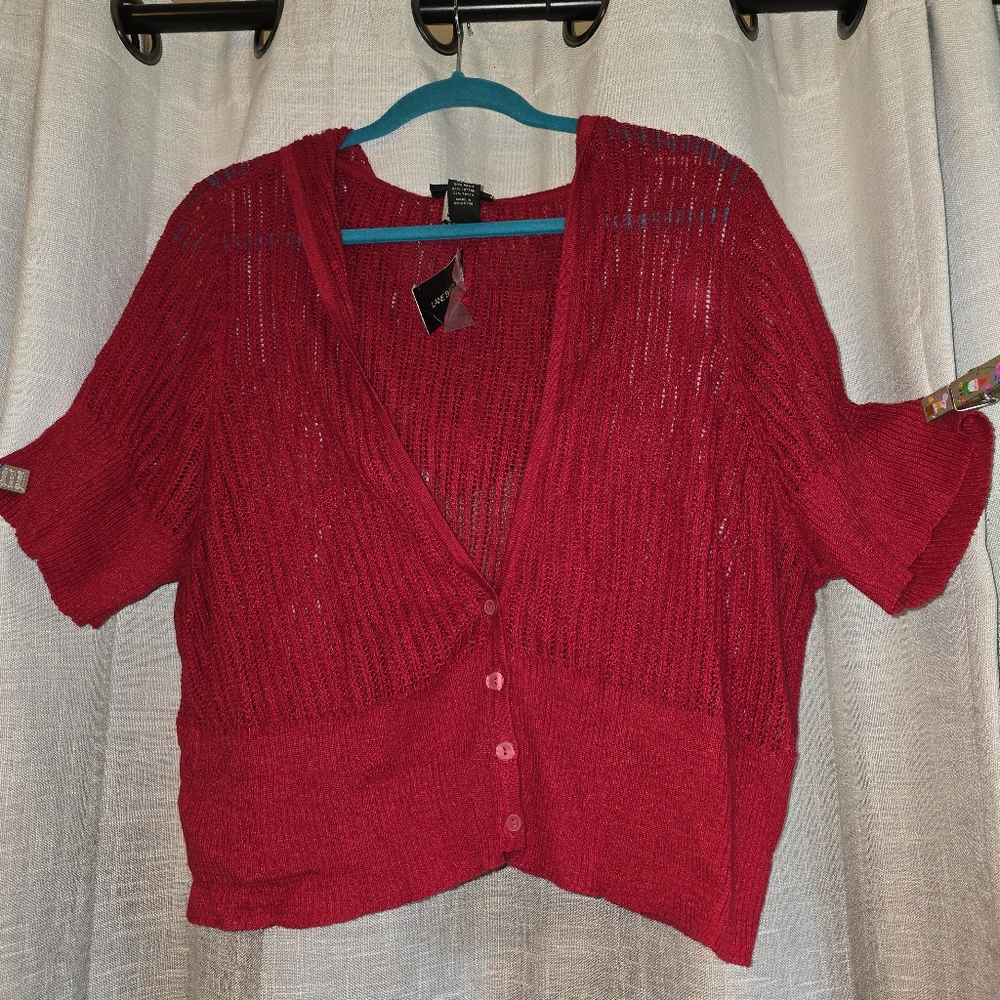 Lane Bryant Red Knit Cardigan Sweater